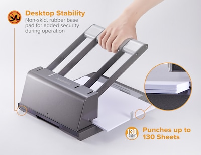 Bostitch 3-Hole Punch, 130 Sheet Capacity, Black (03200)