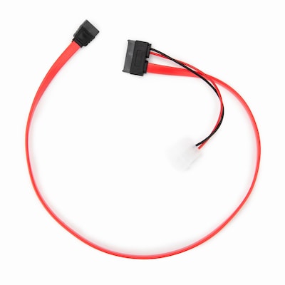Rocstor Premium 1.6 Slimline SATA to SATA/LP4 Power Cable, Male to Male, Red (Y10C868-RD)