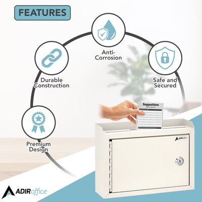 AdirOffice Steel Multipurpose Interoffice Mailbox Drop Box, Medium, White (631-02-WHI-PKG)