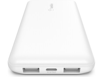 Belkin BoostCharge USB-A/USB-C Power Bank, 10000 mAh, White (BPB011btWH)