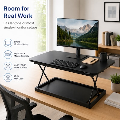 Uncaged Ergonomics CHANGEdesk 27.5"W Mini Desktop Standing Desk Converter, Black (CDMM-B)