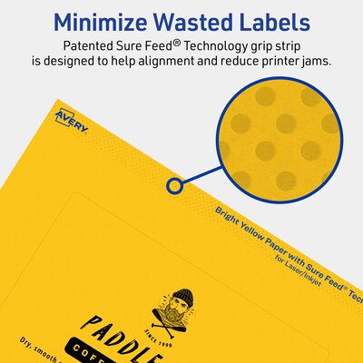 Avery Laser/Inkjet Rectangle Multipurpose Labels, 4" x 6", Bright Yellow, 20/Pack (94278)