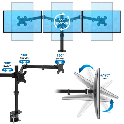 Mount-It! Adjustable Triple Monitor Mount, Up to 32", Black (MI-753XL)