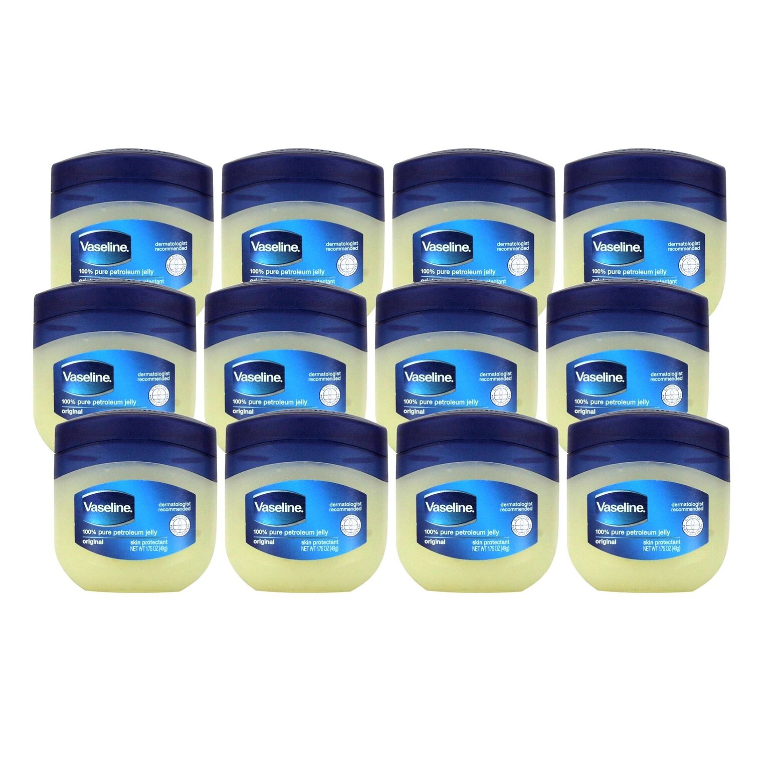 Vaseline Petroleum Jelly, 1.75 oz Tub, 12 Tubs/Bag, 12 Bags/Carton