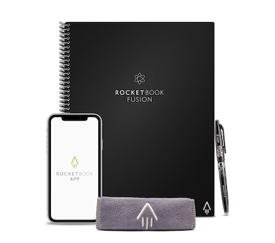 Rocketbook Fusion Reusable Notebook Planner Combo, 8.5 x 11, 7 Page Styles, 42 Pages, Black (EVRF-