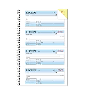 Cosco 2-Part Carbonless Receipts, 7.875" x 11", 50 Sets/Book (074050)