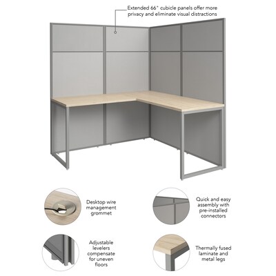 Bush Business Furniture Easy Office 66"H x 60"W L-Shaped Cubicle Panel Workstation, Natural Elm (EODH360NE-03K)