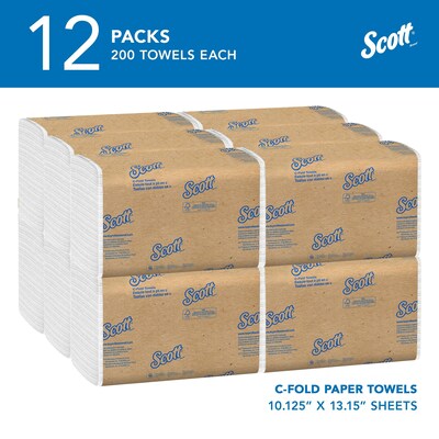 Scott Essential Recycled C-Fold Paper Towels, 1-ply, 200 Sheets/Pack, 12 Packs/Carton (01510)