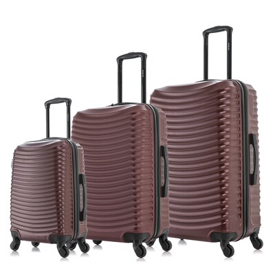 DUKAP Adly 3-Piece Hardside Spinner Luggage Set, TSA Checkpoint Friendly, Wine (DKADLSML-WIN)