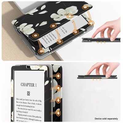 SaharaCase Indy Series TPU Floral 7" Hand Strap Folio Case for Amazon Kindle Paperwhite, Desert Flower (TB00440)