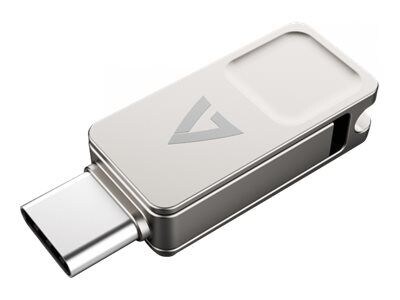 V7 Dual 128GB USB 3.2 Type C Flash Drive, Gray  (VF3128GTC)