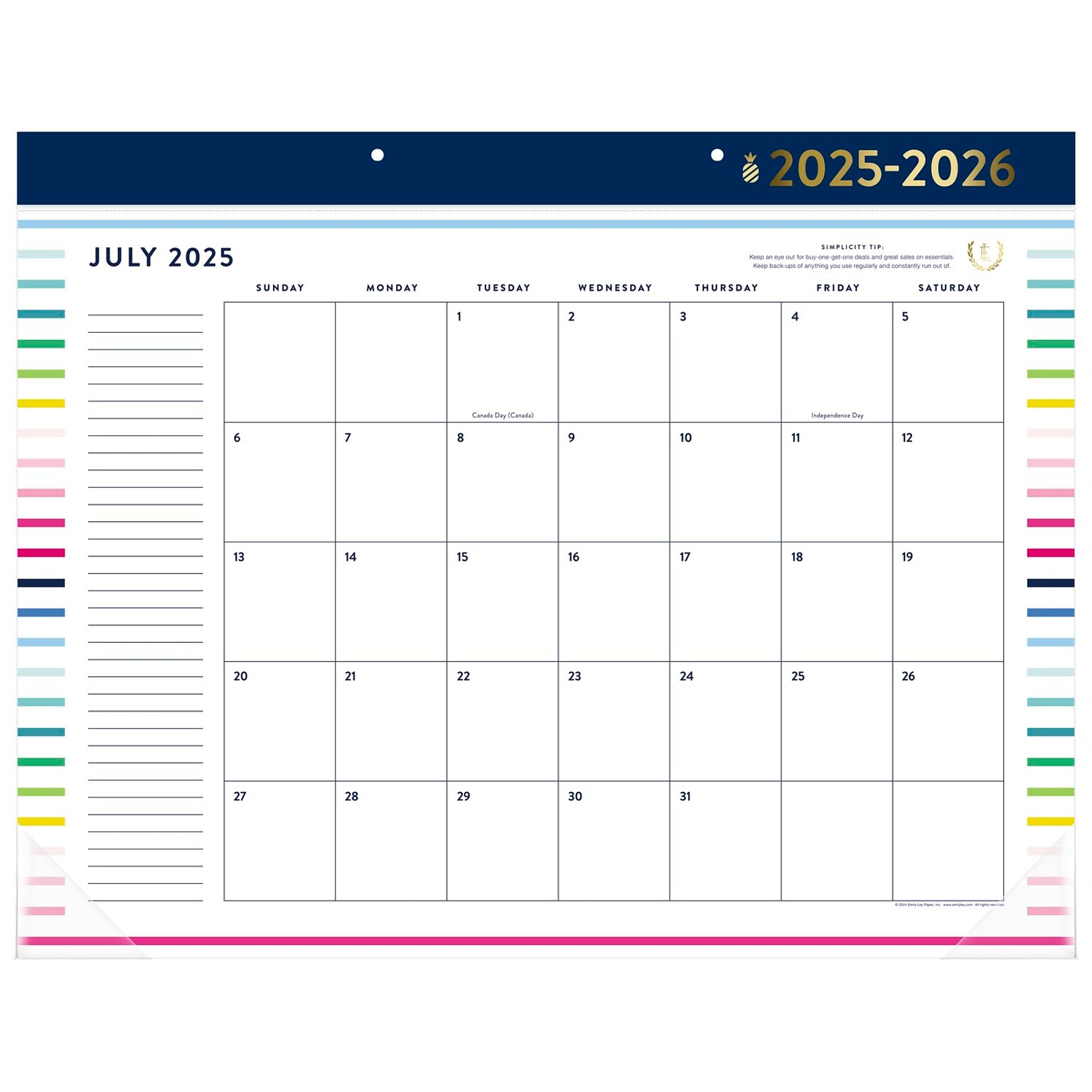 2025-2026 AT-A-GLANCE Simplified by Emily Ley 17 x 22 Academic Monthly Desk Pad Calendar (EL37-704A-26)
