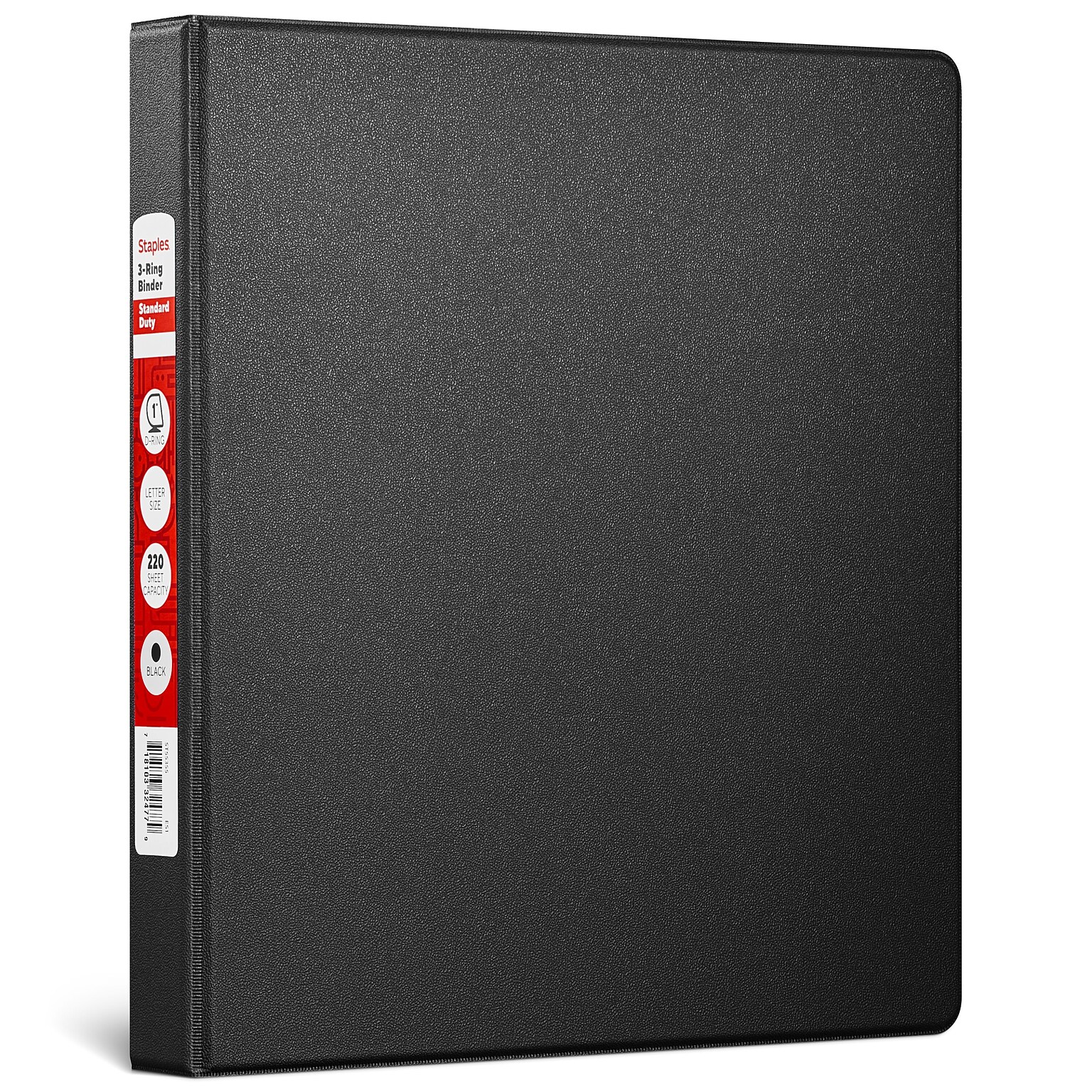 Staples® Standard 1 3 Ring Non View Binder with D-Rings, Black (26407-CC)