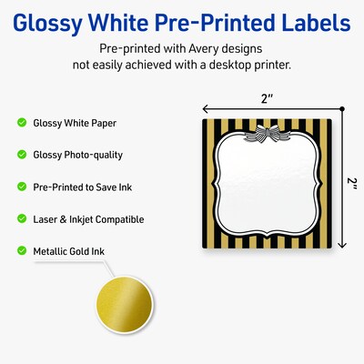 Avery Square Laser/Inkjet Multipurpose Labels, 2 x 2, White, 120/Pack (19479370943)