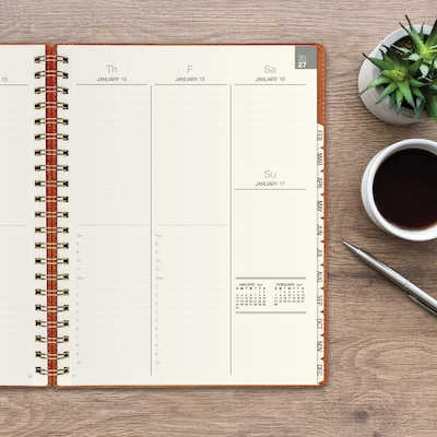 2027 Excello Brands Essential 8.5" x 11" Weekly & Monthly Planner, Poly Cover, Brown (ORY27-ESN811-LT)