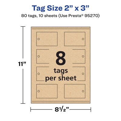 Avery 3" Blank Pricing & Merchandise Tags, Kraft Brown, 80/Pack (19479394066)