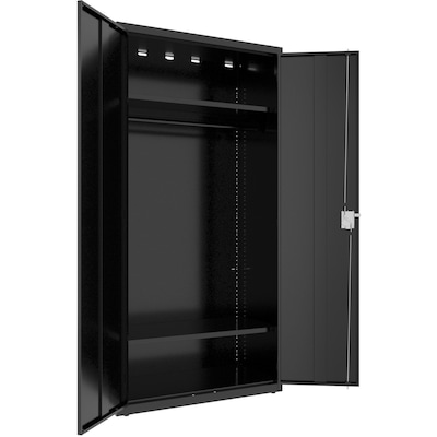 Lorell Fortress Series 72" Steel Wardrobe Storage Cabinet With 2-Shelves, Black (LLR03088)