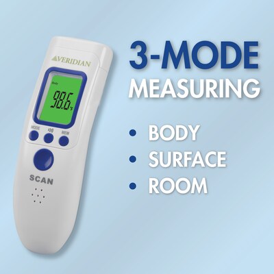 Veridian Non Contact Infrared Digital Temporal Thermometer, White (09-183)