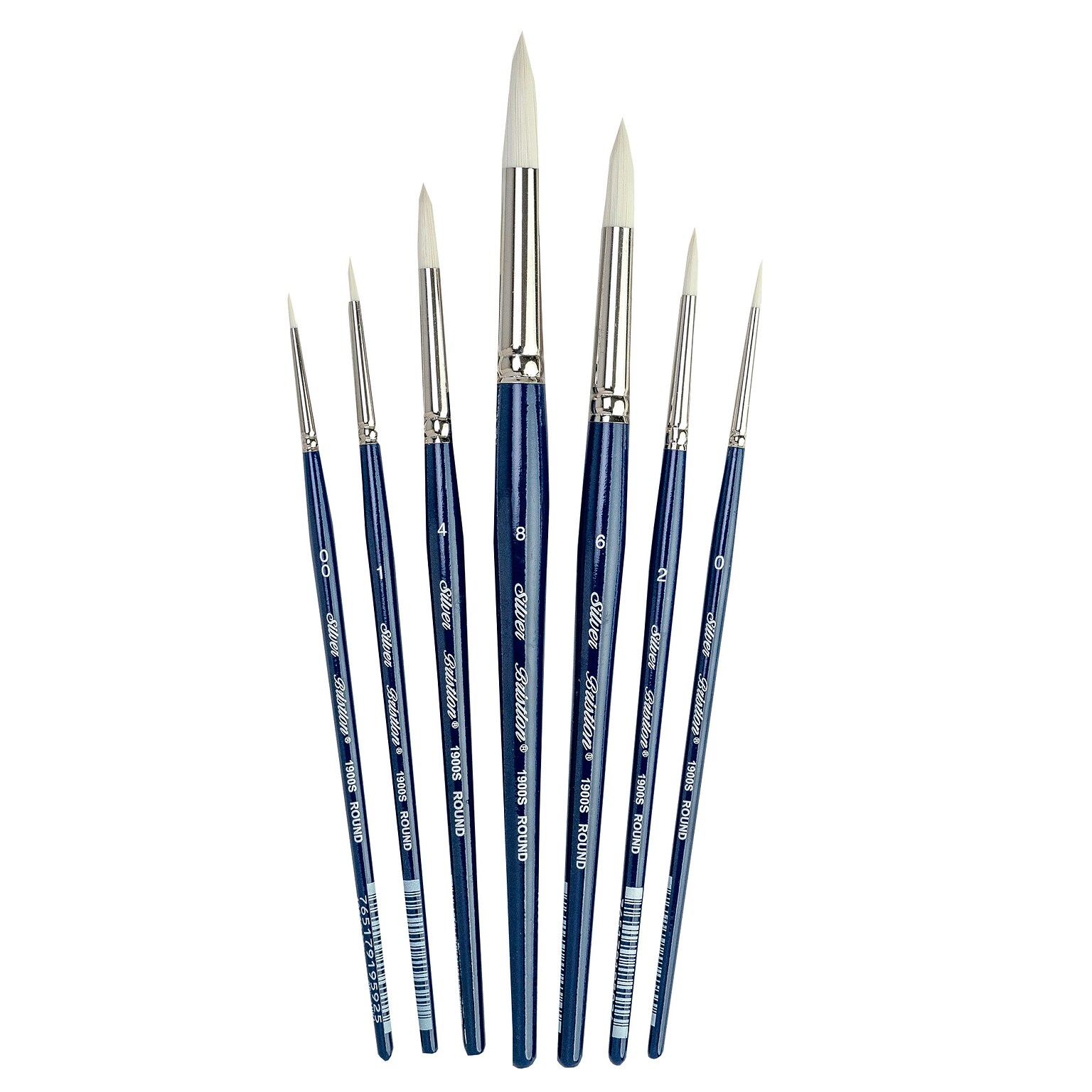 Silver Brush Bristlon Short Handle Round Brushes, 7/Set (SLVBR1955)