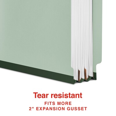 Staples 60% Recycled Heavy Duty Classification Folder, 2-Dividers, 2" Expansion, Letter Size, Gray/Green, 10/Box (ST62564)