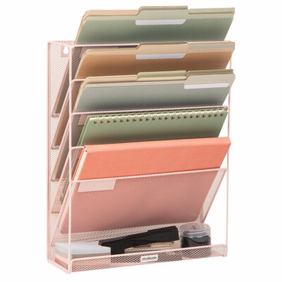 Mind Reader 5-Pocket Metal Mesh Mountable Wall File, Letter Size, Pink (MAGSTACK-PNK)