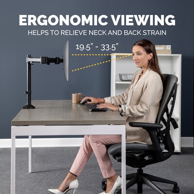 Fellowes Reflex Single Adjustable Arm, Up to 32" Monitor, Black (8502501)