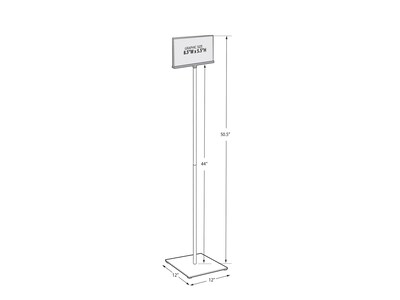 Azar Sign Holder, 8.5 x 5.5, Horizontal, Freestanding, Clear/Silver Acrylic (300861)