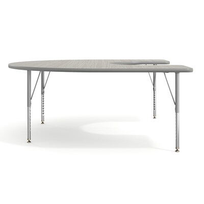 Flash Furniture Wren Horseshoe Activity Table, 66" x 60", Height Adjustable, Light Gray Top/Silver Frame (XUA6066HRSLGTP)