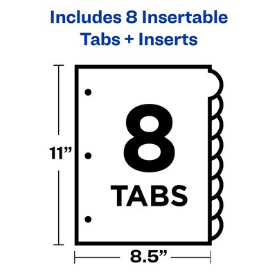 Avery Style Edge Insertable Plastic Dividers, 8 Tabs, Multicolored (11201)