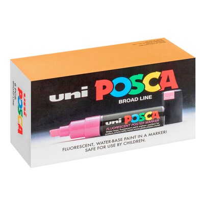 uni POSCA Water-Based Paint Marker, Broad Chisel Tip, Fluorescent Pink (63832/PC8KFPINK)