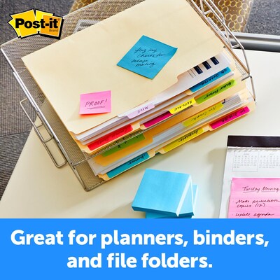Post-it Tabs, 2 Wide, Solid, Assorted Colors, 30 Tabs/Pack (686-ROYGB)