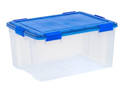 Iris WeatherPro 62.4 Qt. Latch Lid Storage Bin, Clear/Blue (500203)