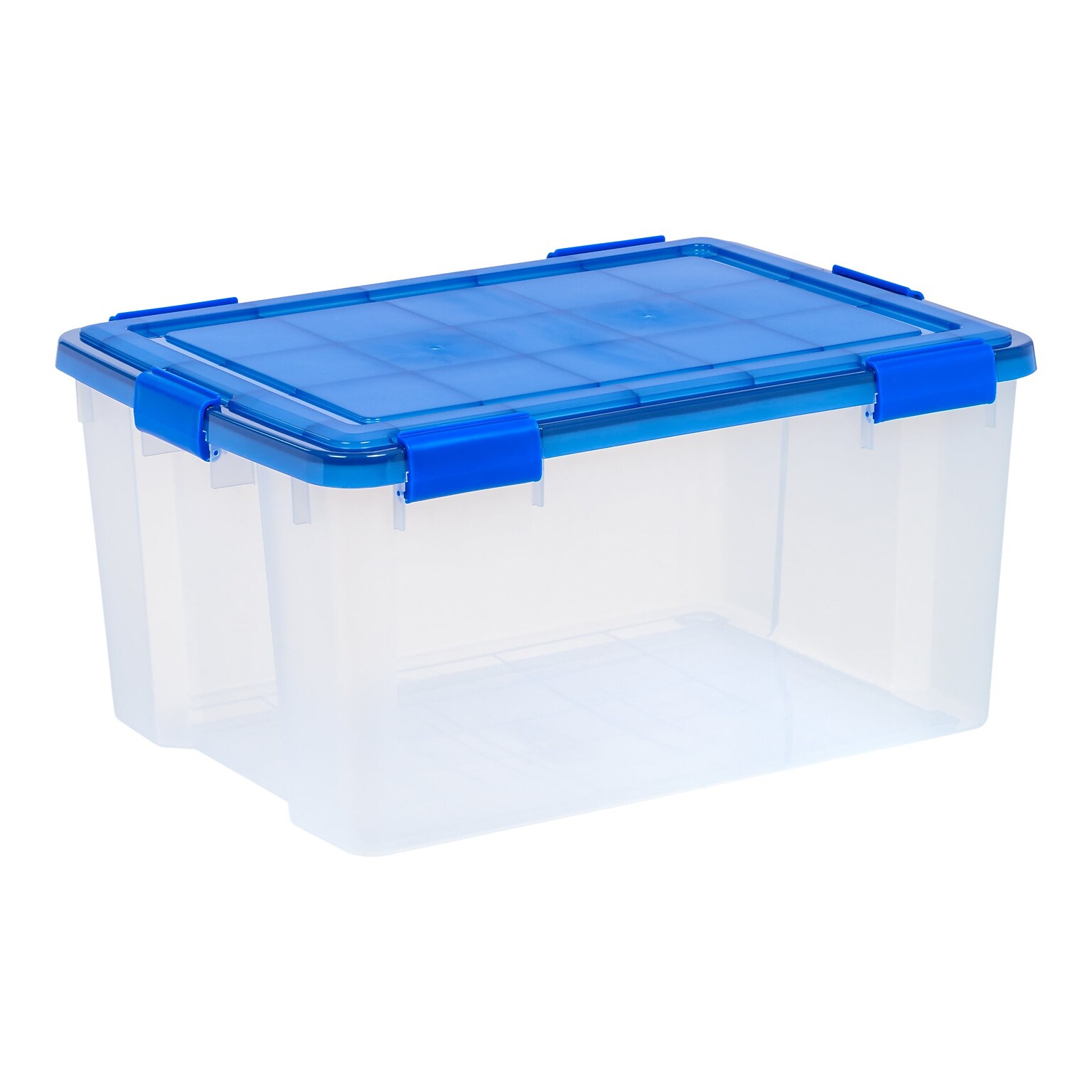 Iris WeatherPro 62.4 Qt. Latch Lid Storage Bin, Clear/Blue (500203)