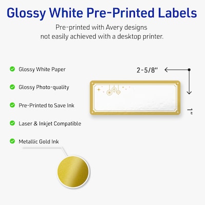 Avery Rectangle Multipurpose Labels, 1 x 2-5/8, White, 160/Pack (19479370534)