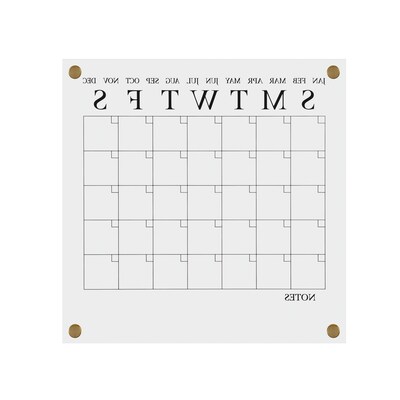 Martha Stewart Grayson Acrylic Black Print Dry Erase Wall Calendar, 14" x 14" (BRAC3636BKCLRBK)