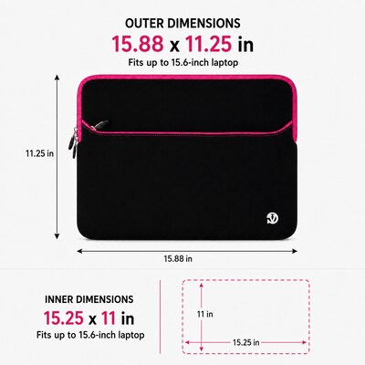 Vangoddy 15" Laptop Sleeve, Black/Pink (NBKLEA225)