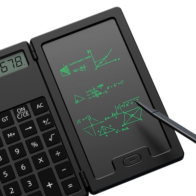 SaharaCase Scientific Calculator with 5-Inch LCD Writing Tablet, 12-Digit Foldable Calculator, Black, (KB77)