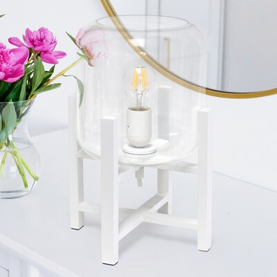 Creekwood Home 13.5" LED Table Lamp, White/Clear Glass (CWT-1000-WH)