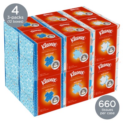 Kleenex Antiviral Facial Tissue, 3-Ply, 60 Sheets/Box, 12/Carton (21286CT)