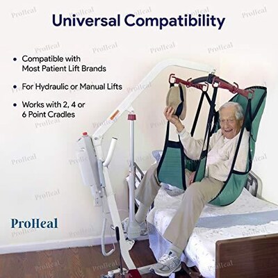ProHeal Universal Divided Leg Lift U Sling w/ Head Support for Patient Lifts, Small, 45" x 18.5", Polyester (PHP-30100P-HS)