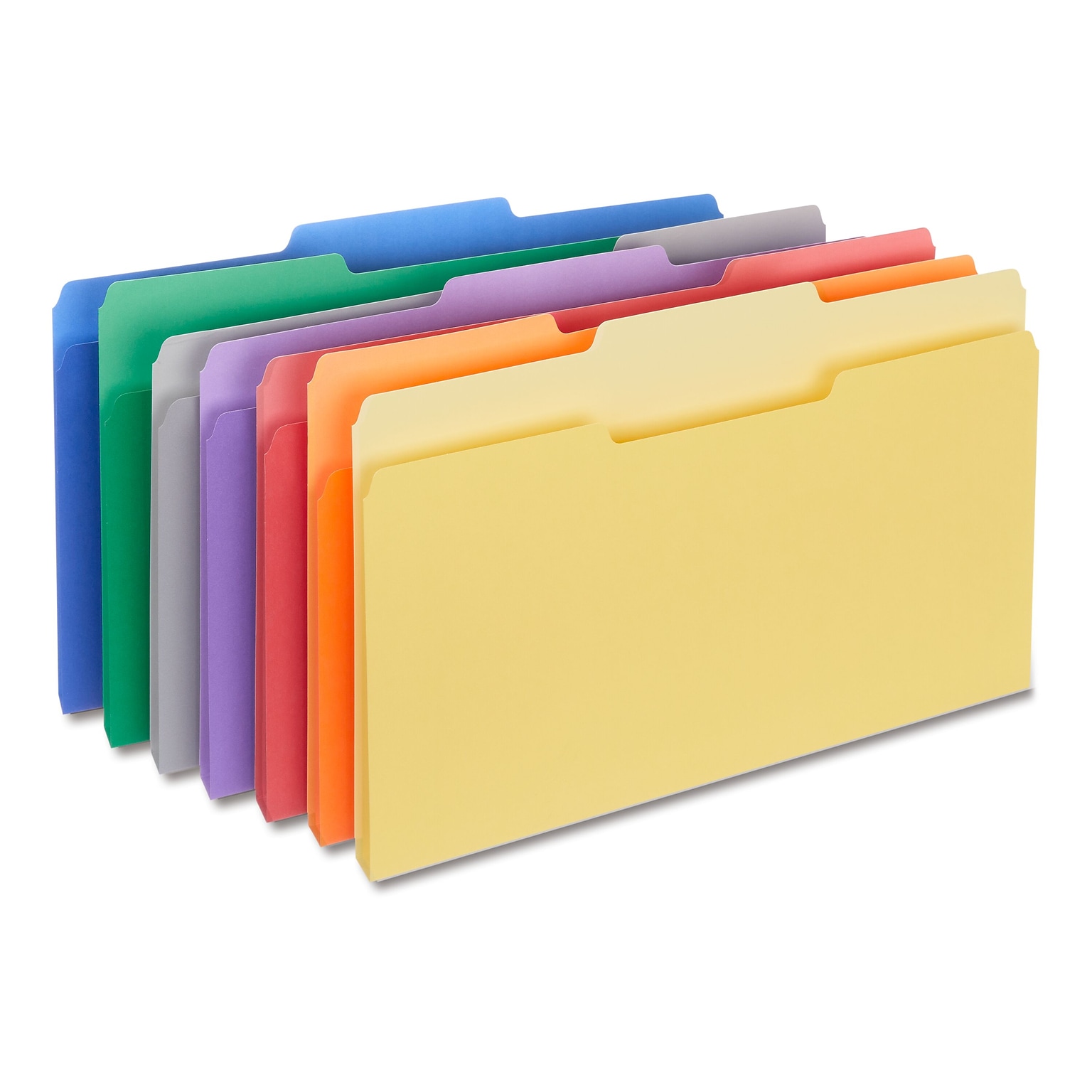 Quill Brand® File Folders, Assorted Tabs, 1/3-Cut, Legal, Assorted Colors, 100/Box (741013AD)