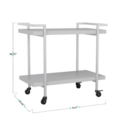 Martha Stewart Liam 2-Shelf Engineered Wood Mobile Office Storage and Printer Cart with Locking Wheels, Gray (NANJH17107GY)