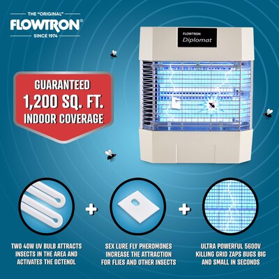 Flowtron Electric Diplomat Indoor Bug Zapper, 1200 sq. ft. Coverage, 80W UV Light (FLWFC7600)