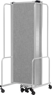 National Public Seating Robo Series 7-Panel Folding Mobile Room Divider, 72H x 164W, Grey Fabric (RDG6-7PT02)