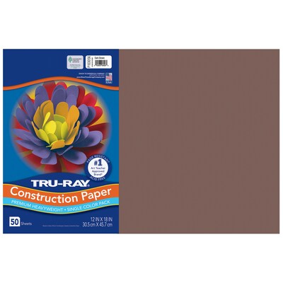 Tru-Ray 12 x 18 Construction Paper, Dark Brown, 50 Sheets/Pack, 5 Packs/Bundle (PAC103056-5)