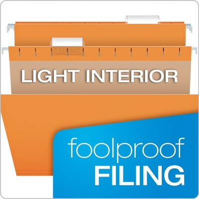 Pendaflex Recycled Hanging File Folders, 1/5 Tab, Letter Size, Orange, 25/Box (81607)