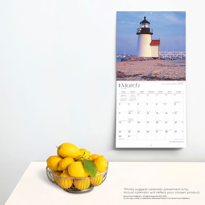 2025 BrownTrout New England Lighthouses 12" x 24" Monthly Square Wall Calendar (9781975475093)