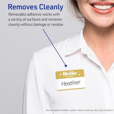 Avery Adhesive Name Tags, Pre-printed Gold Hello My Name Is Design