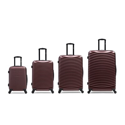 DUKAP Adly 4-Piece Hardside Spinner Luggage Set, TSA Checkpoint Friendly, Wine (DKADLSMLXL-WIN)
