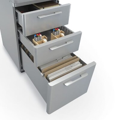 MooreCo 60"W Avid Modular Single Pedestal Instructor Desk, Buka Bark (91774-7982-7982)